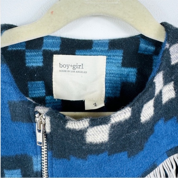 Boy + Girl 100% Cotton Blue Patterned Kids Jacket with Fringe NWT - Picture 7 of 11
